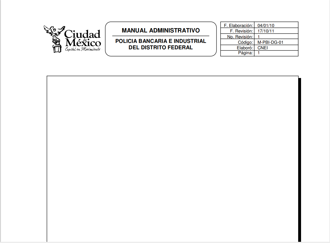 MANUAL ADMINISTRATIVO  POLICIA BANCARIA E INDUSTRIAL  DEL DISTRITO FEDERAL